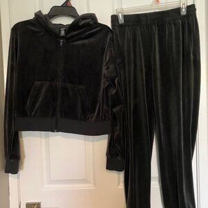 Black Velour Jogger Set